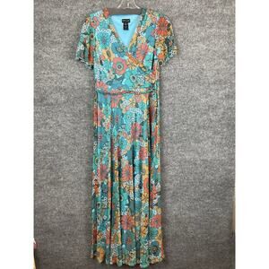 Kate & Lily Floral Maxi Dress V-Neckline Shortsleeve Wedding Bridesmaid Vacation